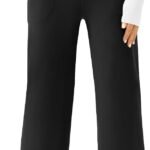 Women Wide Leg Yoga Pants Casual Work Dress Pants Lounge Sweatpants High Waist Comfy Loose Trousers with Pockets