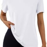 Women Workout Tops Short Sleeve Gym Shirts Summer Athletic Yoga T-Shirts Loose Fit Casual Clothes