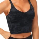 Women Longline Sports Bra Wirefree Padded Medium Support Yoga Bras Gym Running Workout Tank Tops