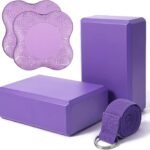 Yoga Block, Knee Pad, & Stretching Strap Combo for Pilates & Fitness Training