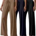 Women Wide Leg Yoga Pant High Waist Drawstring Sweatpants Loose Open Bottom Lounge Pants with Pockets