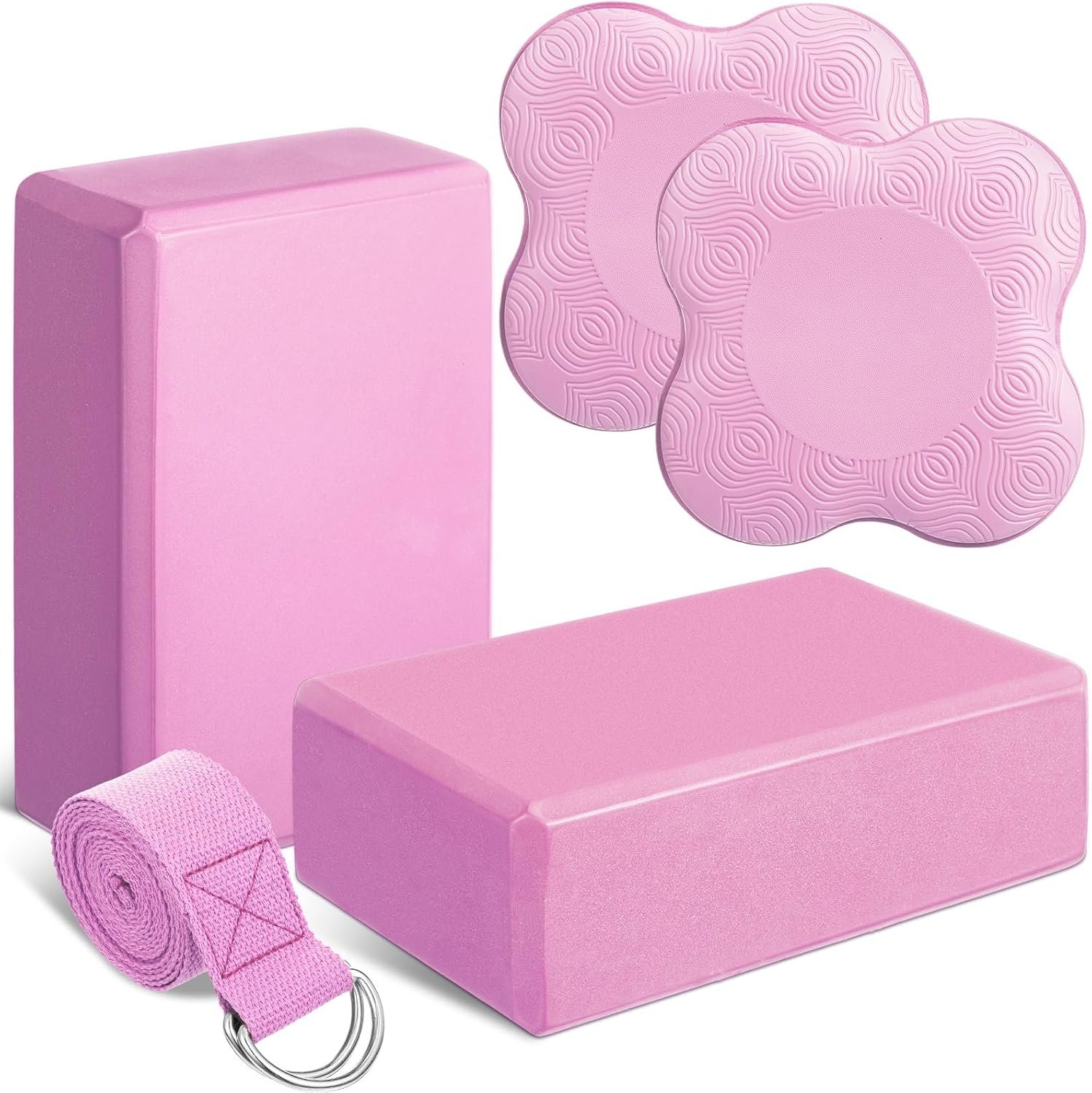 71YYaTKvnWL._AC_SL1500_.jpg Foam Block, Knee Pad, & Strap Set for Pilates Balance & Stretching - Image 1