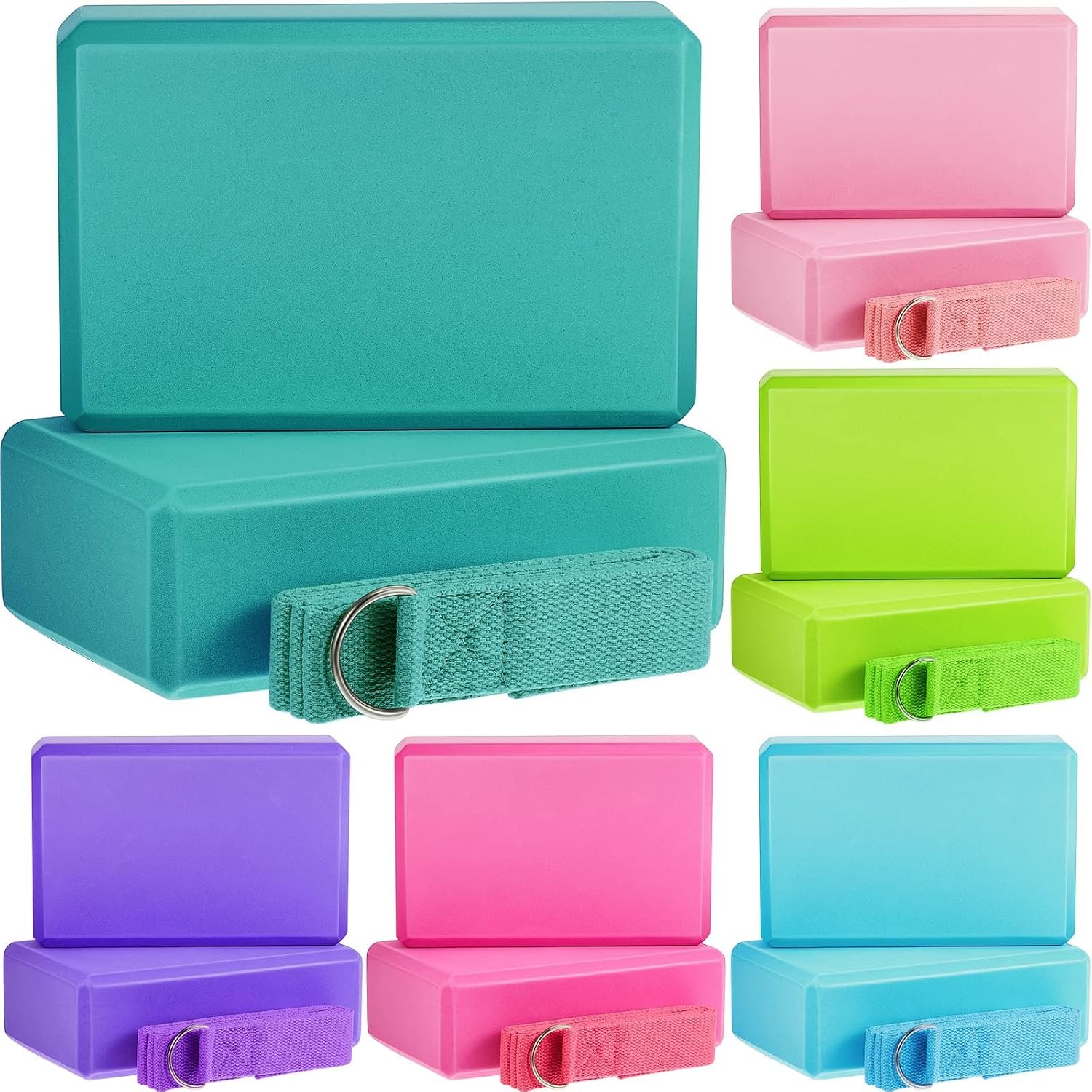 812MkAVAjL._AC_SL1500_.jpg Yoga Block & Stretching Strap Combo for Pilates & Fitness Training - Image 1